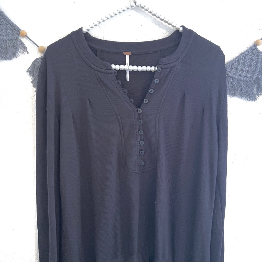 Free People | Your Girl Flounce Hem Knit Henley Tunic Dress - Picture 8 of 13